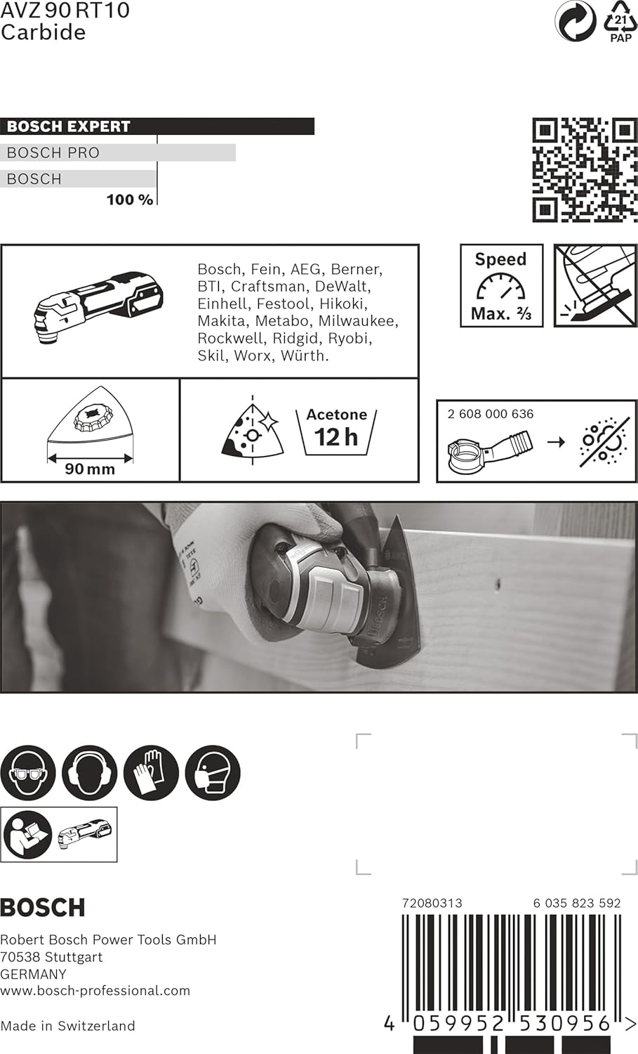 Thumbnail 3 de Bosch Professional AVZ 90 RT10 Lame per utensili multifunzione Expert Sanding Plate: 90 mm, grana 100