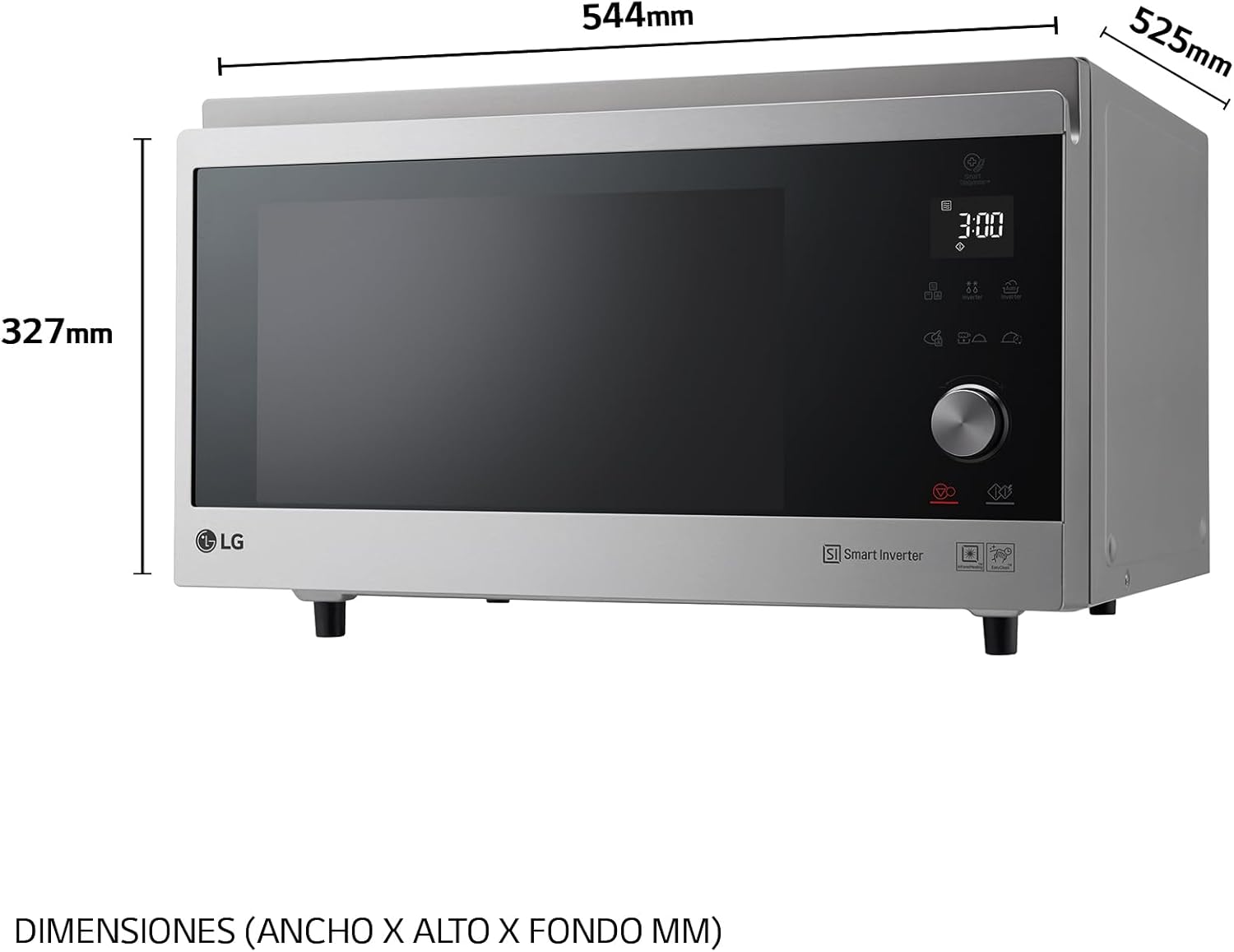 Thumbnail 1 de LG MJ3965ACS forno microonde Smart Inverter combinato ventilato con cottura a vapore, 39 litri, piatto Crispy