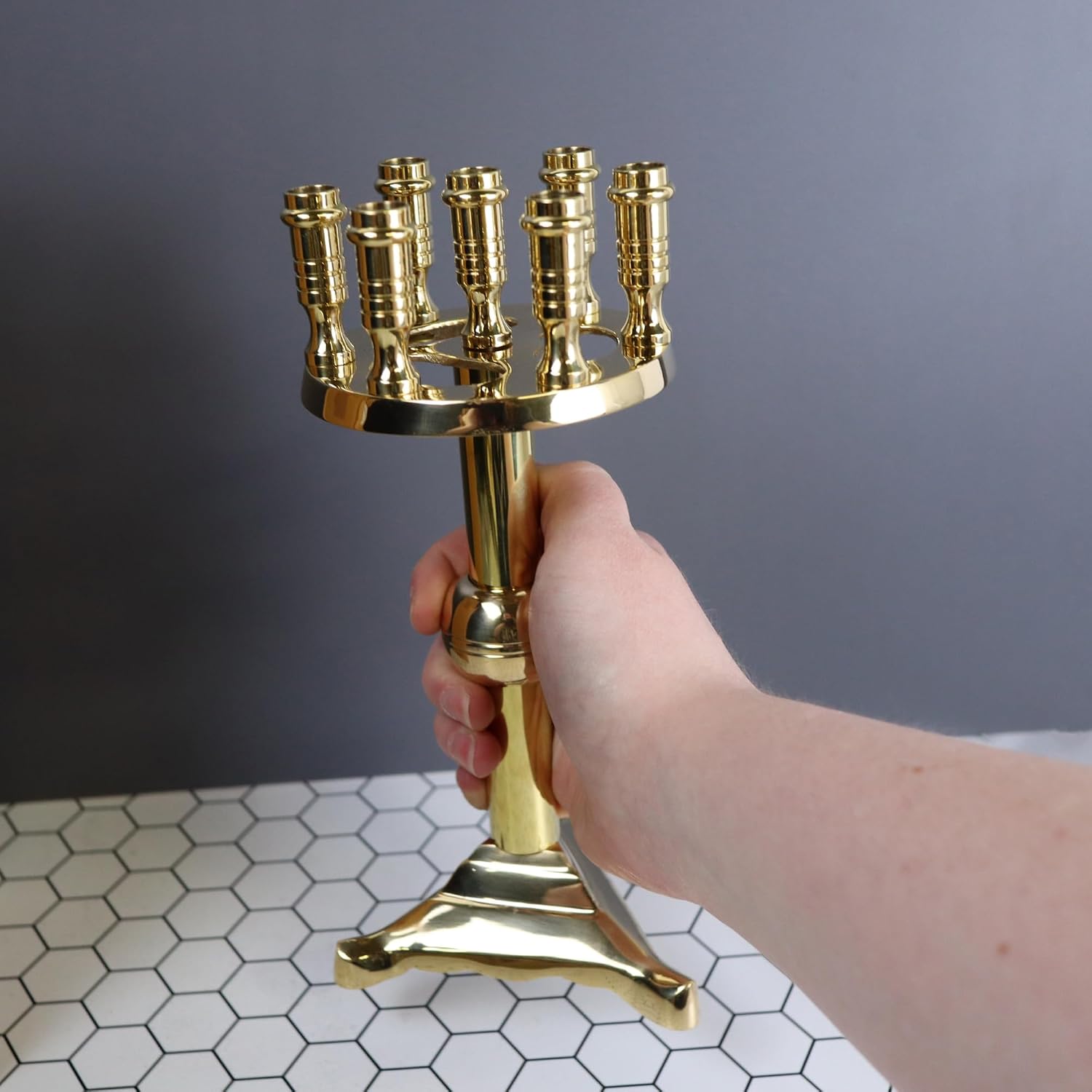 Thumbnail 6 de Needzo Brass Candelabra, 9.25 Inches