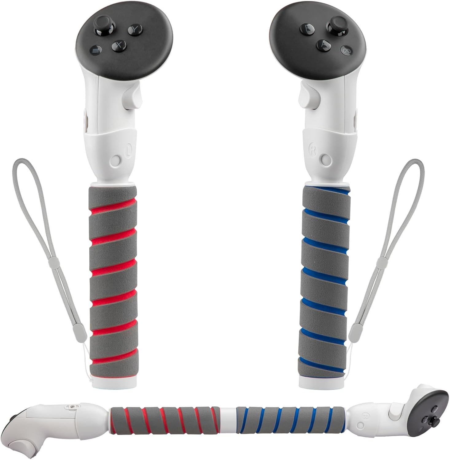 Detalle de OldPAPA 3-in-1 VR Gorilla Tag Long Arms Sticks for Meta Quest 3/3S (White) with Dual Controller Extension Grip