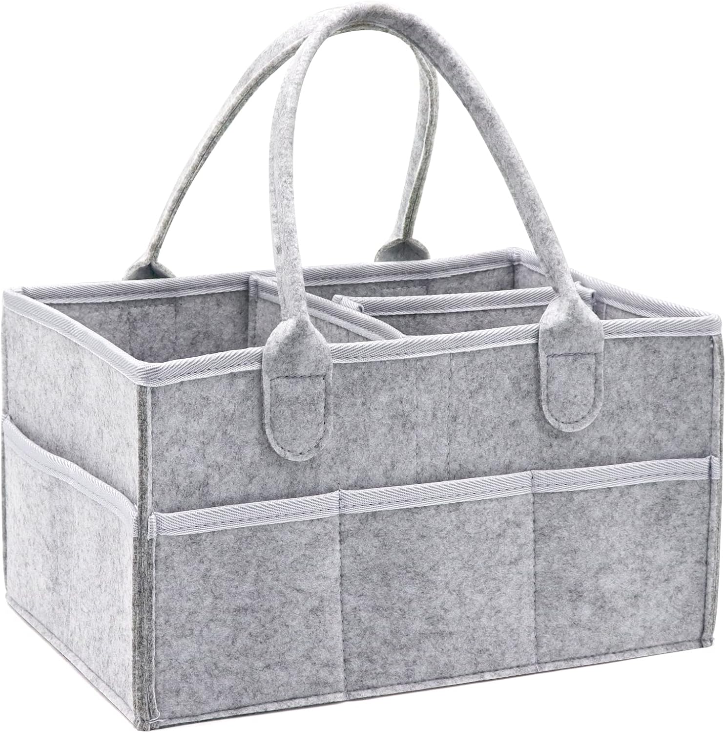 Thumbnail 6 de Yueshop Grey Felt Baby Diaper Caddy Nursery Storage & Wipes Bag (Dark Grey) – Felt nappy organiser