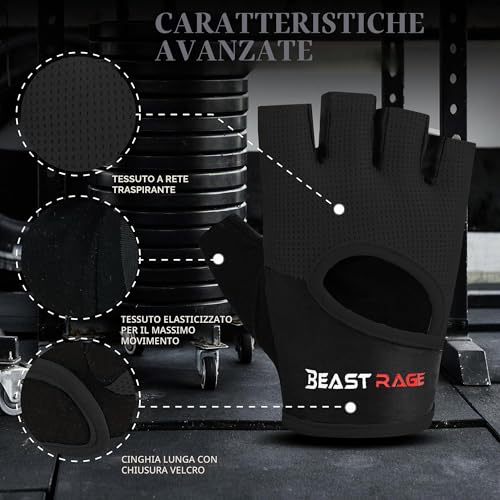 Thumbnail 7 de BEAST RAGE Guanti da fitness traspiranti: protezione, presa migliorata e comfort per palestra