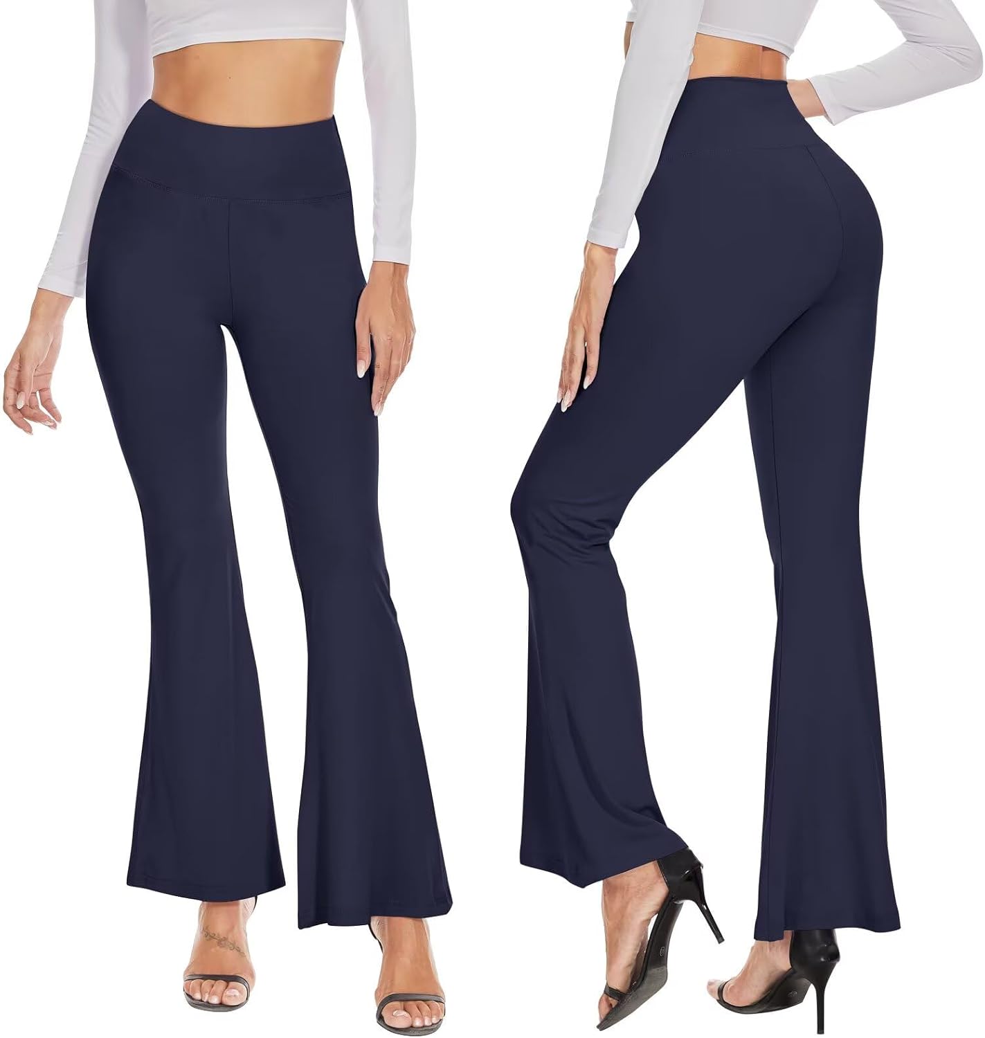 Detalle 2 de TNNZEET flared leggings for women with high waist, pockets and 4-way stretch