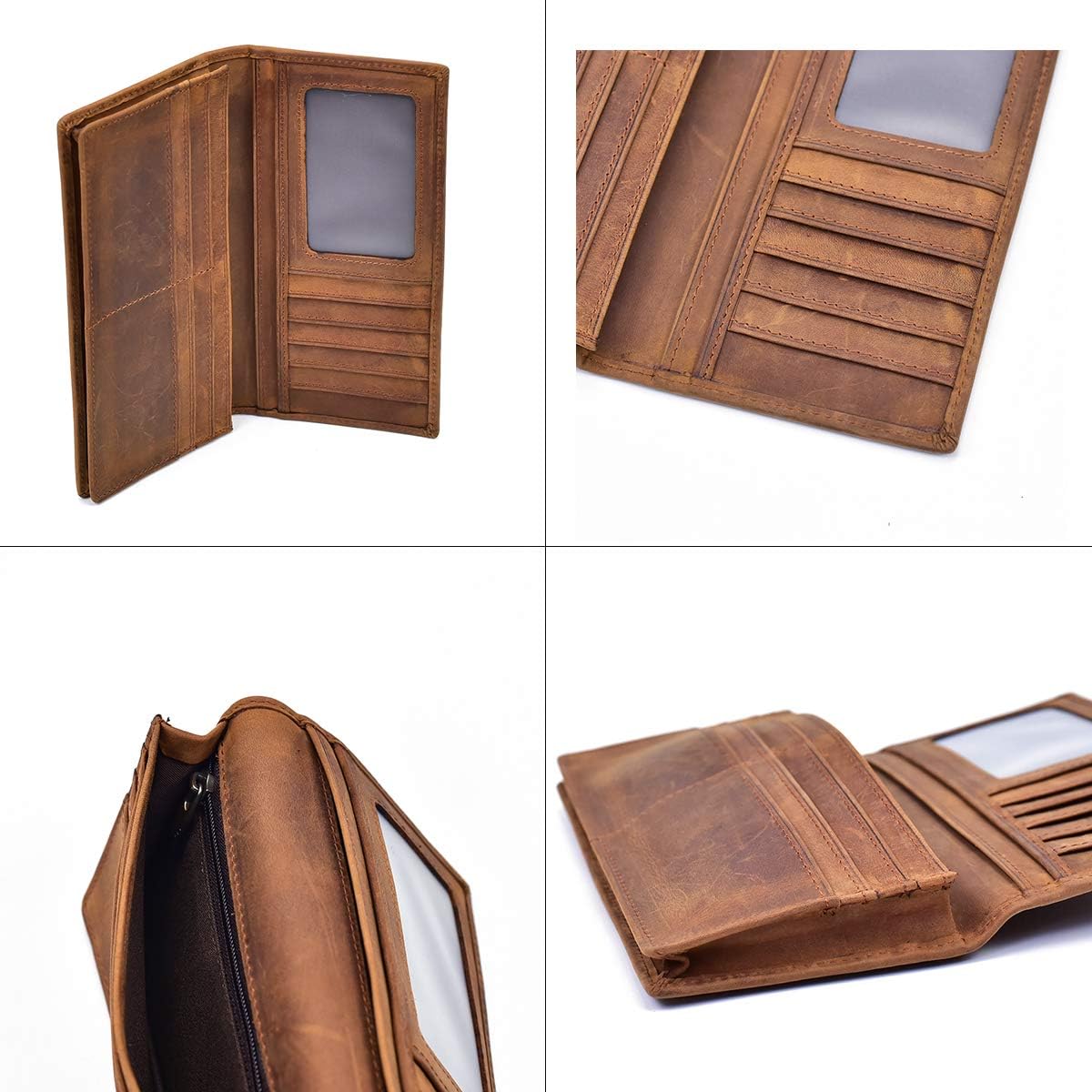 Detalle de LUUFAN Echtes Leder Lange Brieftasche brown