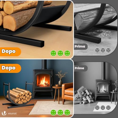 Detalle de VOUNOT Portalegna da Interno a Forma di U con Cinghia di Sicurezza – 41x37x39,5 cm, Nero