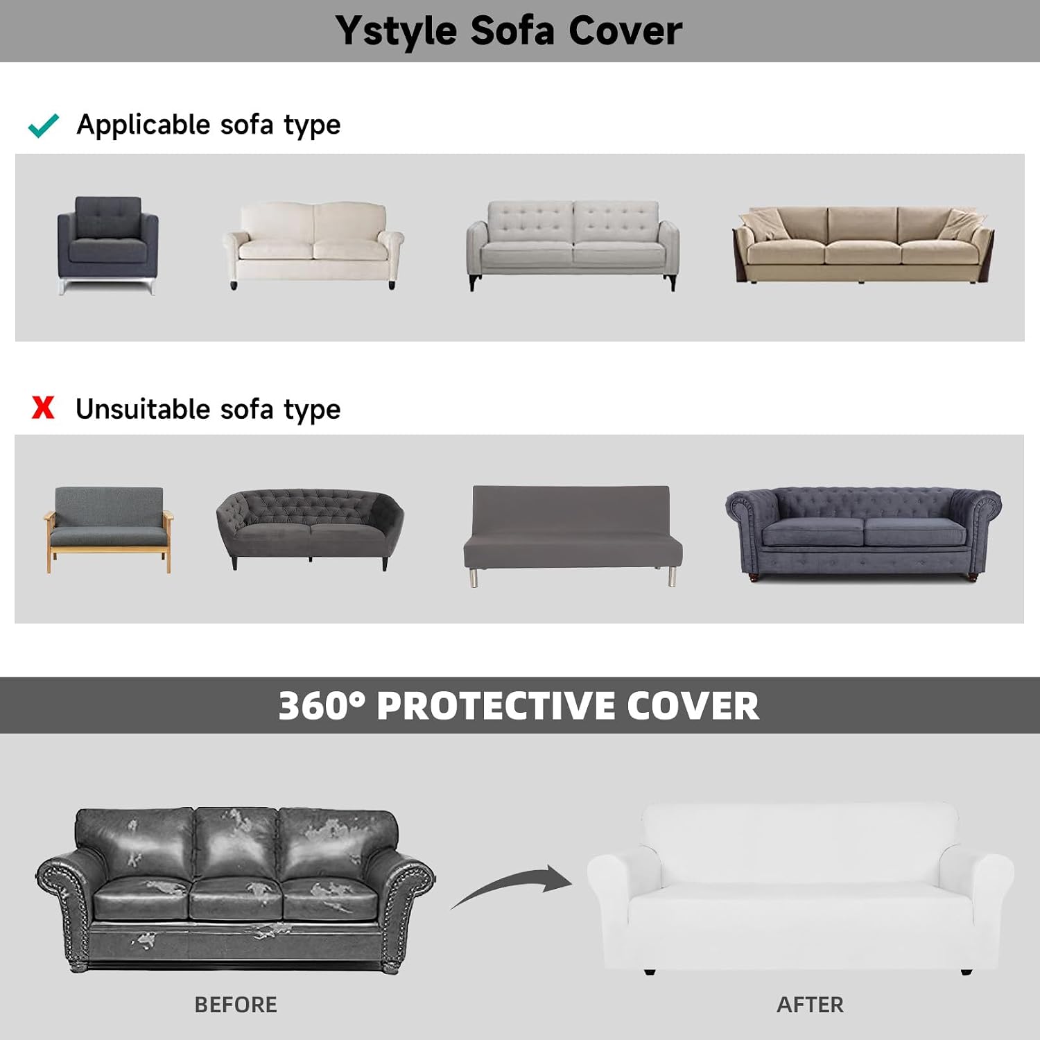 Thumbnail 6 de Ystyle Housse de canapé en velours pour fauteuil 1 place extensible, blanche