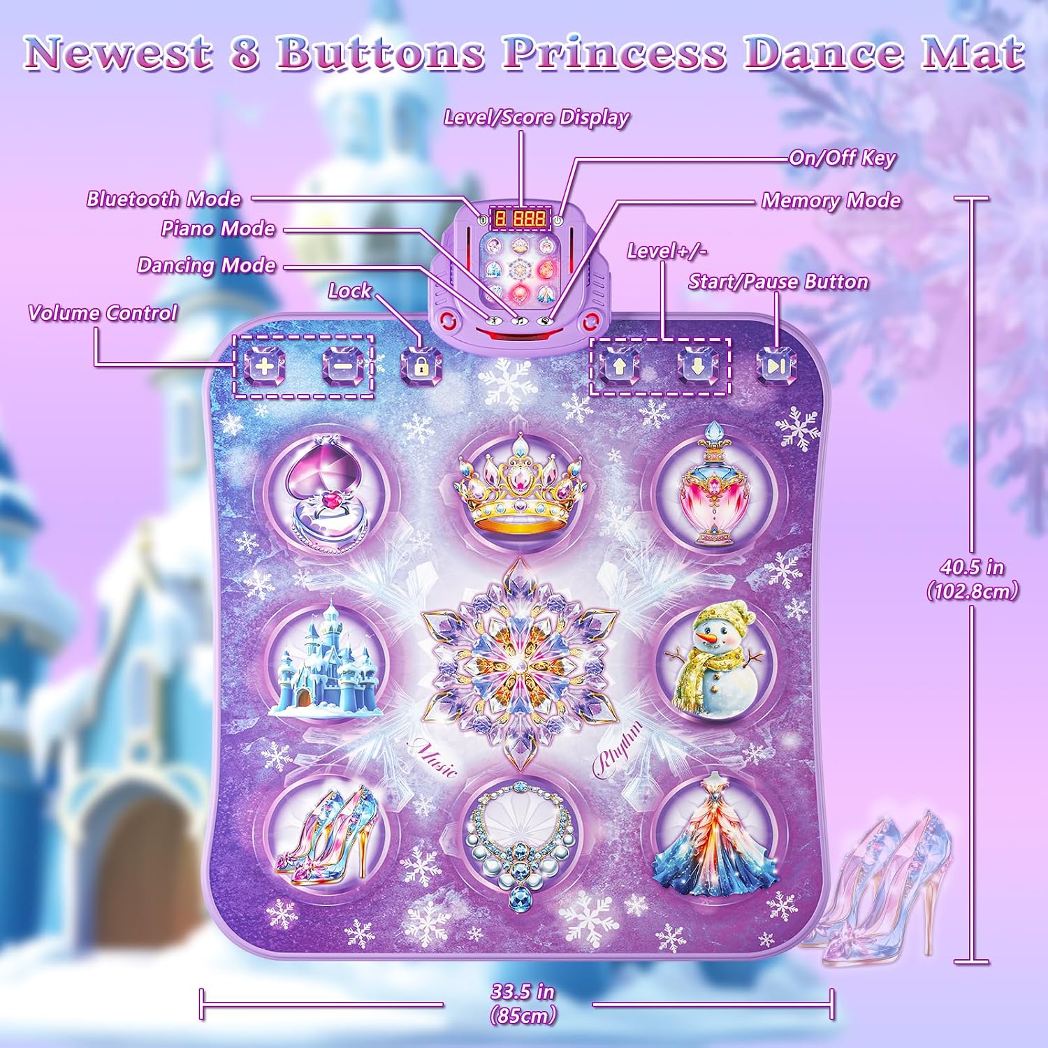 Detalle de Dance Mat Toy for Kids: Princess Themed Electronic Dance Pad with 8 Buttons