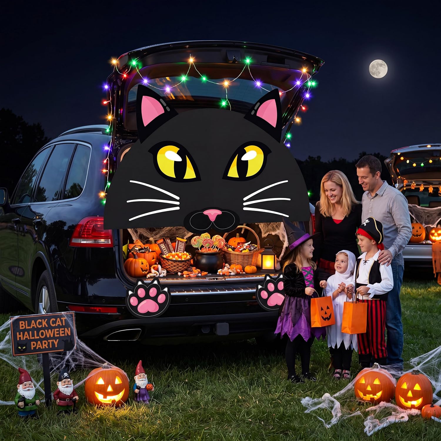 Detalle 1 de JOYIN Black Cat Trunk-or-Treat Car Decoration Kit with Paper Stickers