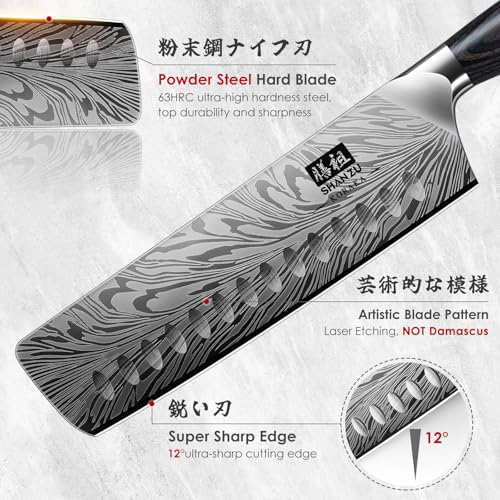Detalle 2 de SHAN ZU Nakiri 18 cm, acero en polvo, 63 HRC 🔪