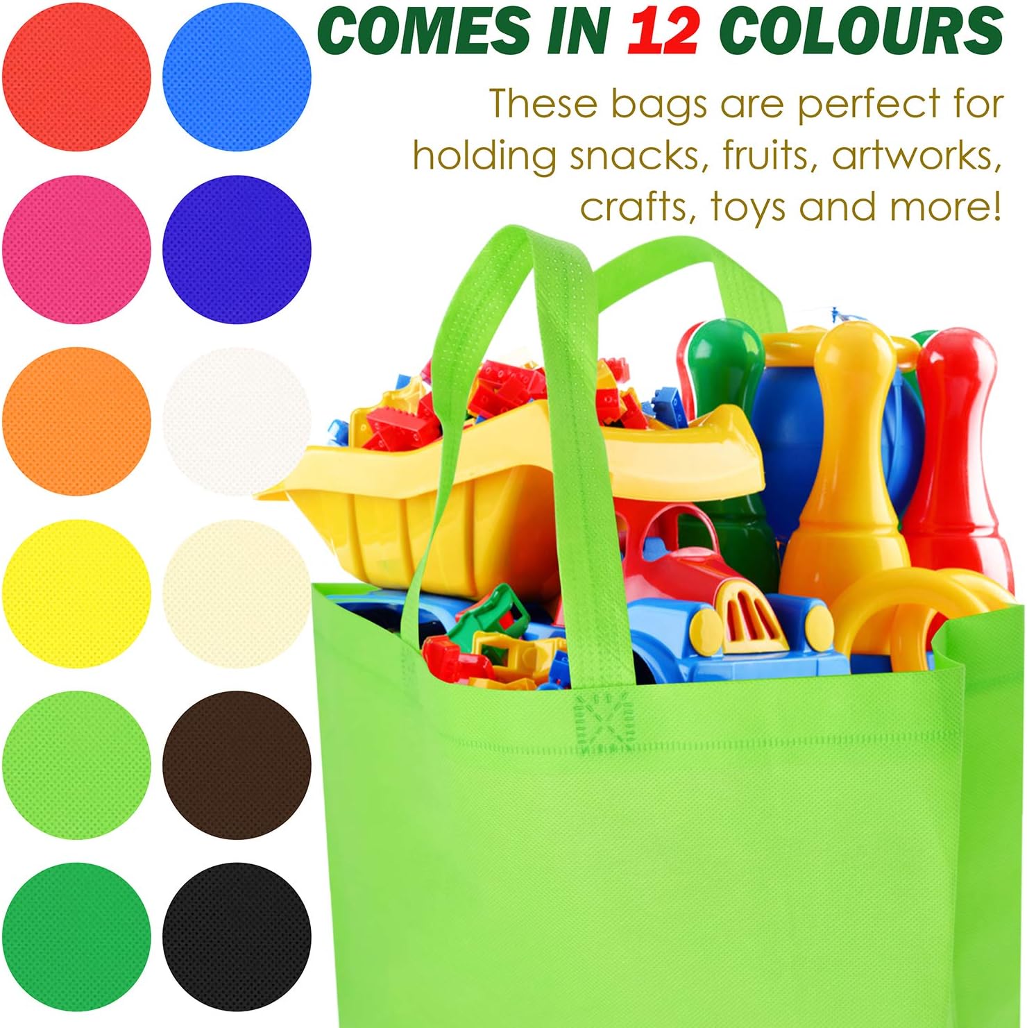 Thumbnail 4 de Cisolen 24-Piece Gift Bags with Handles – Large Non-Woven Reusable Tote Bags (12 Colours)