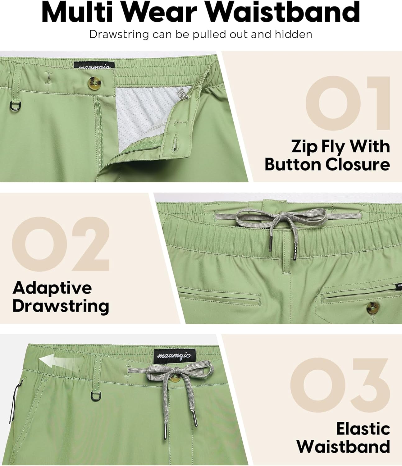Thumbnail 3 de maamgic Mens Khaki Shorts with 5/7 in inseam