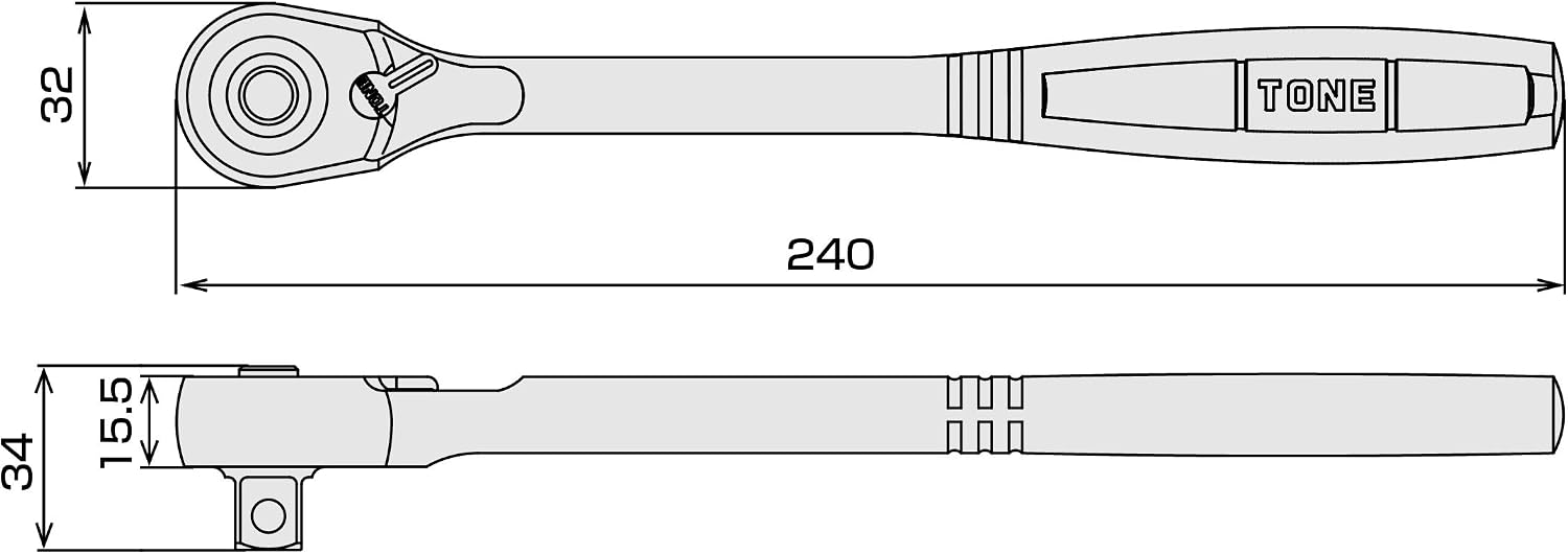 Detalle de トネ(TONE) RH4H ラチェットハンドル ホールドタイプ・差込角12.7mm・全長240mm