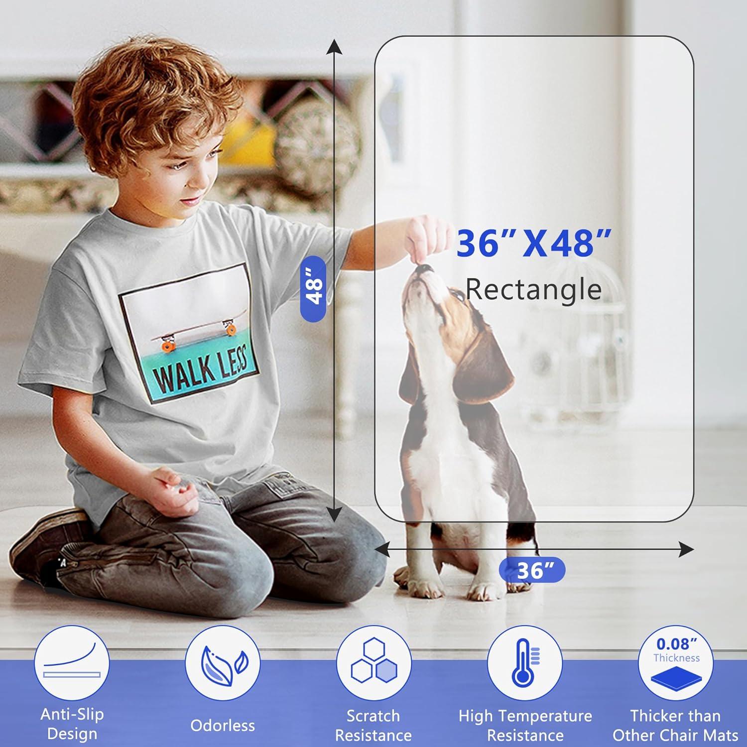 Thumbnail 6 de LeapYouth 90x120 cm Office Chair Mat for Hard Floors
