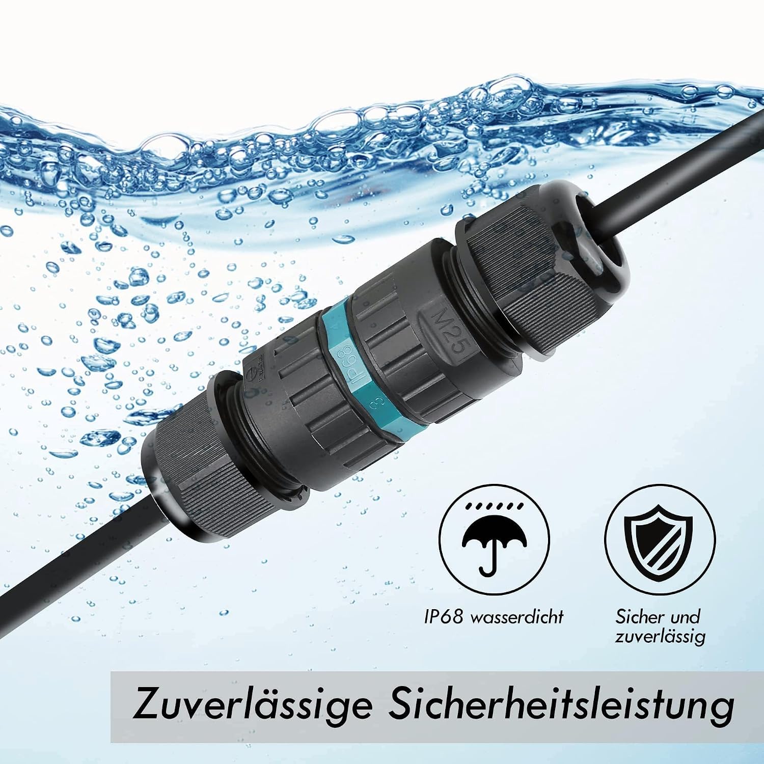 Detalle 2 de HOSPAOP EW-M25 waterdichte 5-polige kabelconnector IP68, voor Ø5–14 mm