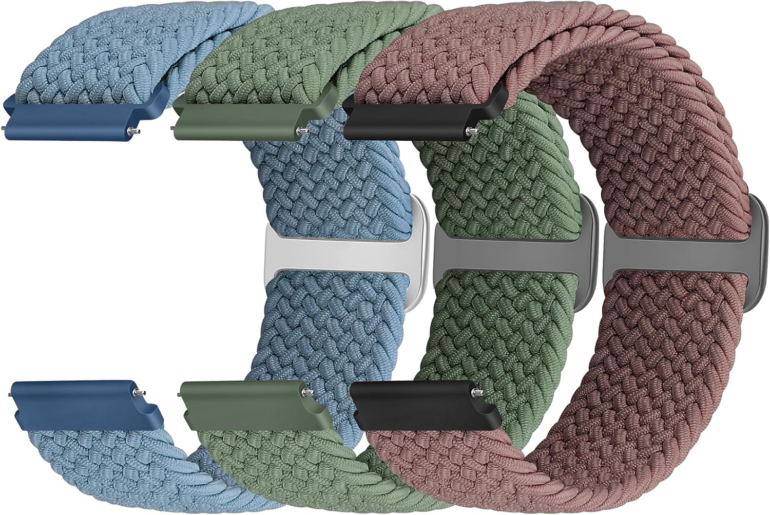 Imagen de Yunshare geflochtenes elastisches Uhrenarmband mit Schnellverschluss (18–24 mm) – 3er-Set für Samsung, Garmin, Fossil, Amazfit & Huawei en OfertitasTOP