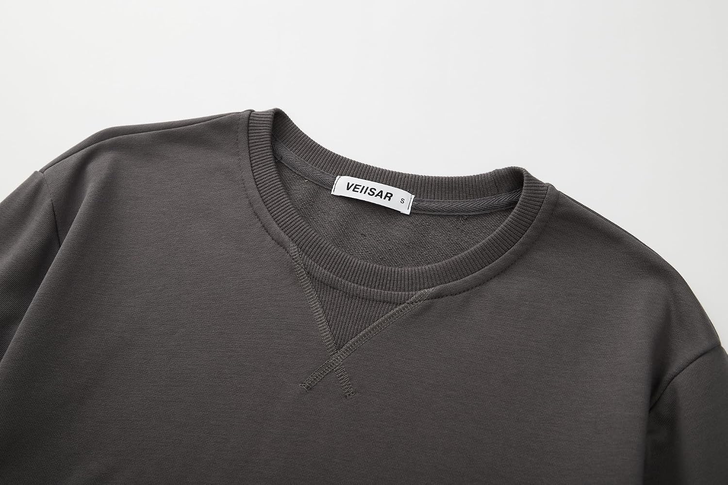 Detalle 2 de VEIISAR Herren-Sweatshirt mit Rundhalsausschnitt (Basic Pullover, Langarm) – weich & pflegeleicht