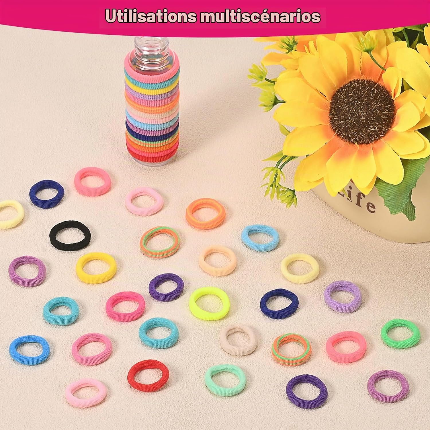 Thumbnail 6 de Behiruch mini-haarelastiekjes voor meisjes, 480 stuks in 24 kleuren