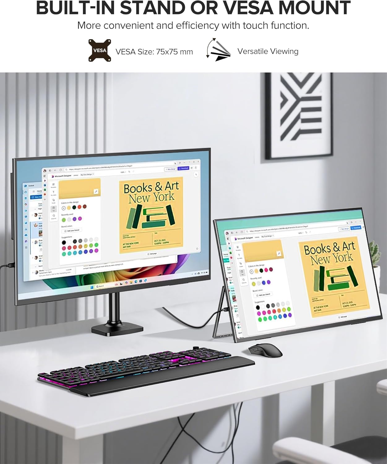 Thumbnail 3 de UPERFECT QLED 24" 120Hz Portable Monitor (1080P, 125% sRGB, 400 nits) with Stand & VESA