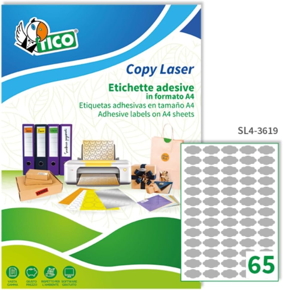Tico Italia SL4-3619 etichette adesive carta argento