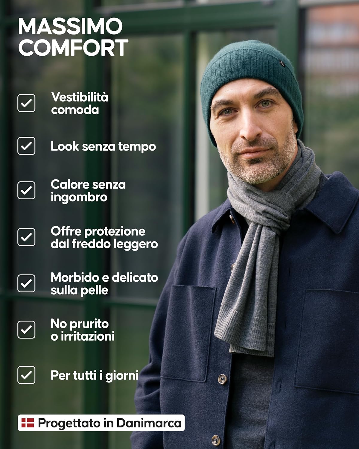 Thumbnail 2 de DANISH ENDURANCE Cappello Invernale Uomo in 100% Cashmere (taglia unica, OEKO-TEX) per autunno e inverno