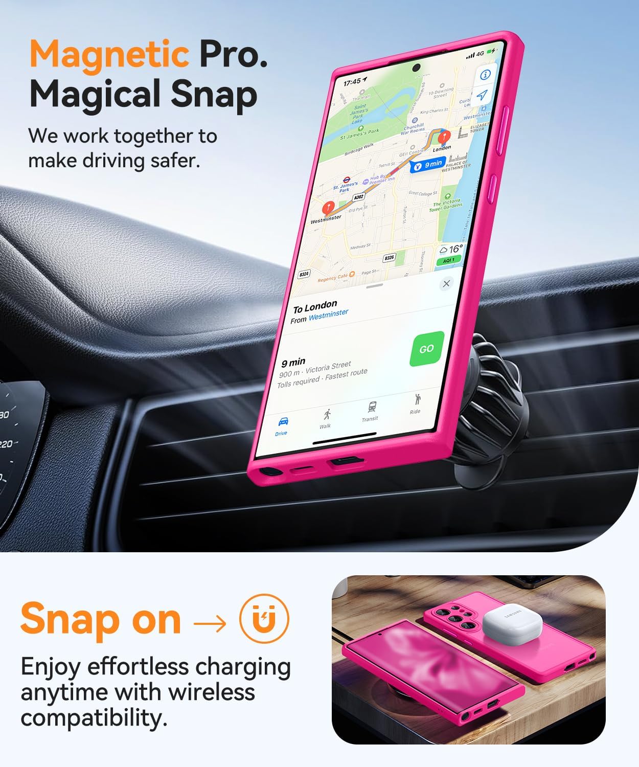 Thumbnail 3 de CANSHN Magnetica Cover per Samsung Galaxy S22 Ultra (6.8 Pollici) Rosa Calda – Protezione Fotocamera a Copertura Totale