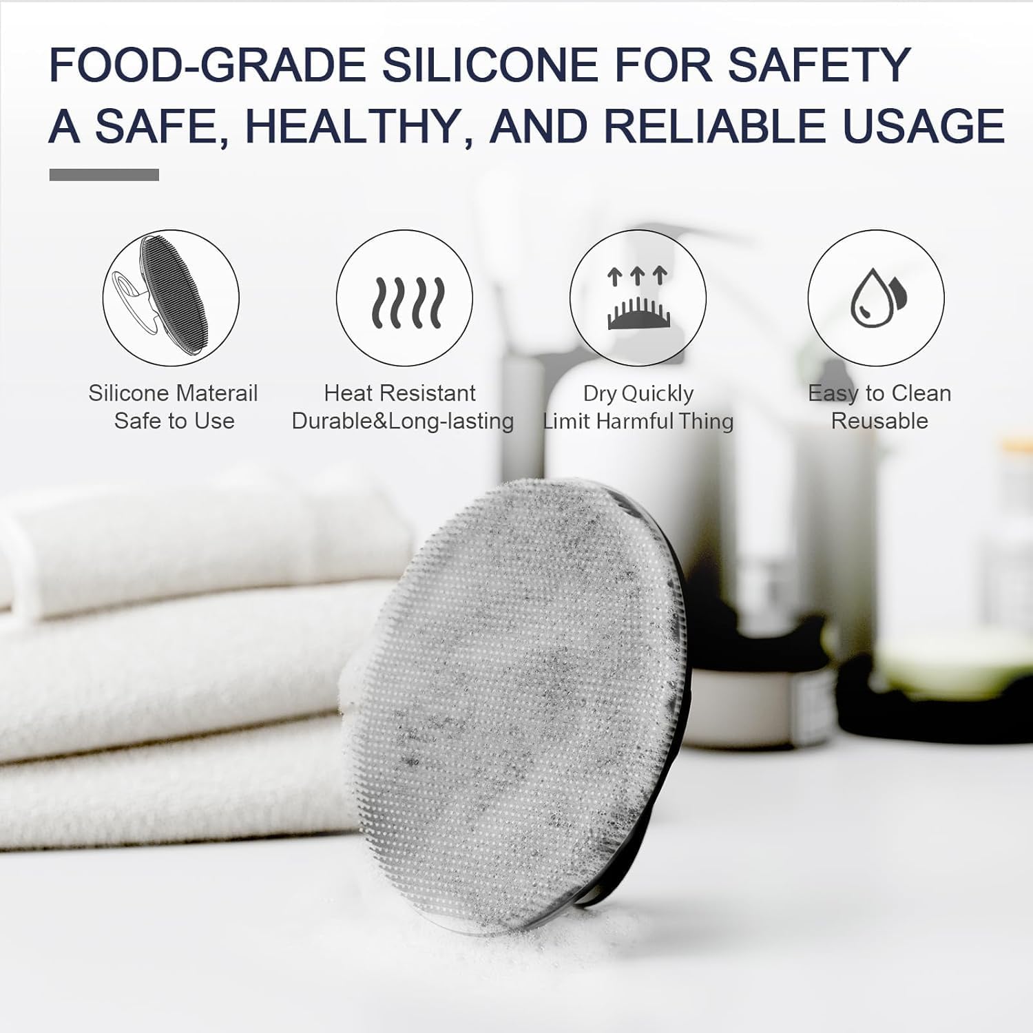 Detalle de BEAUTAIL Silicone Body Scrubber 4 Pack – Gentle, Hygienic Exfoliation for All Skin Types