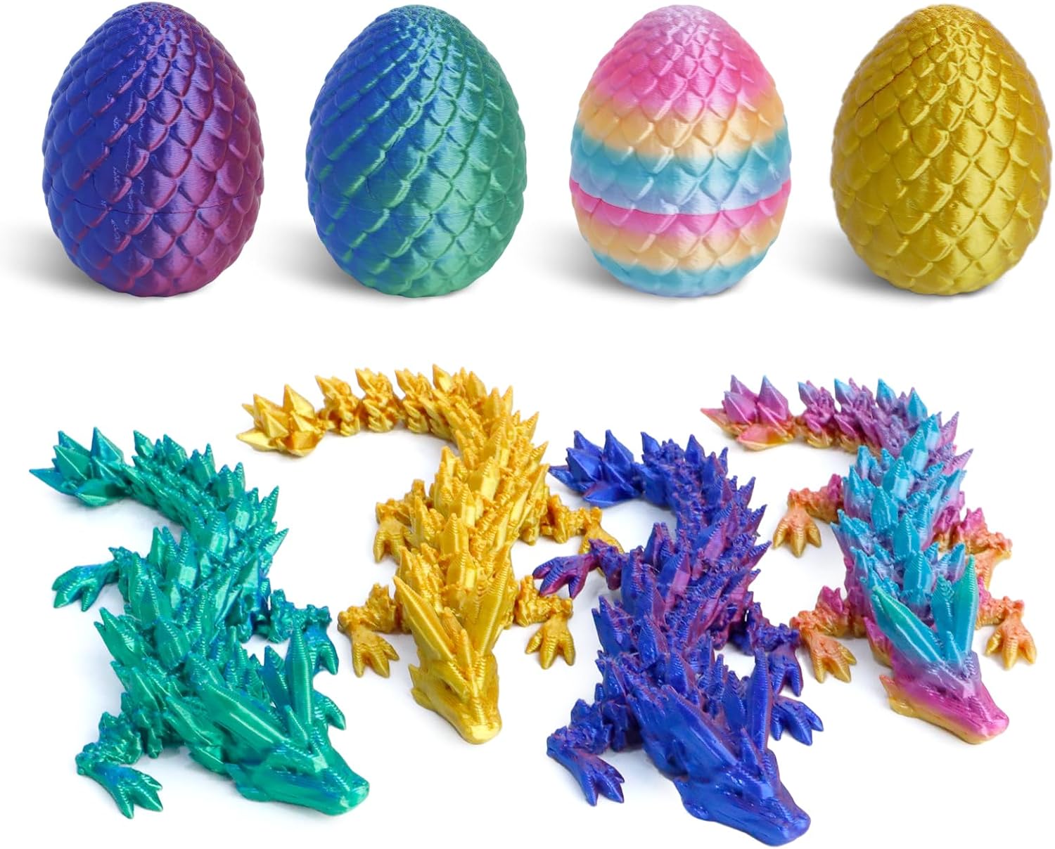 Thumbnail 3 de Flavery 3D Drache im Ei – flexibles Kristalldrache-Innenleben, Ostereier-Fidget-Spielzeug (4er Dracheneier)