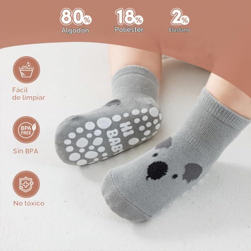Detalle 1 de SockWaddles calcetines antideslizantes para bebé, 5 pares de algodón, panda, 0-12 meses