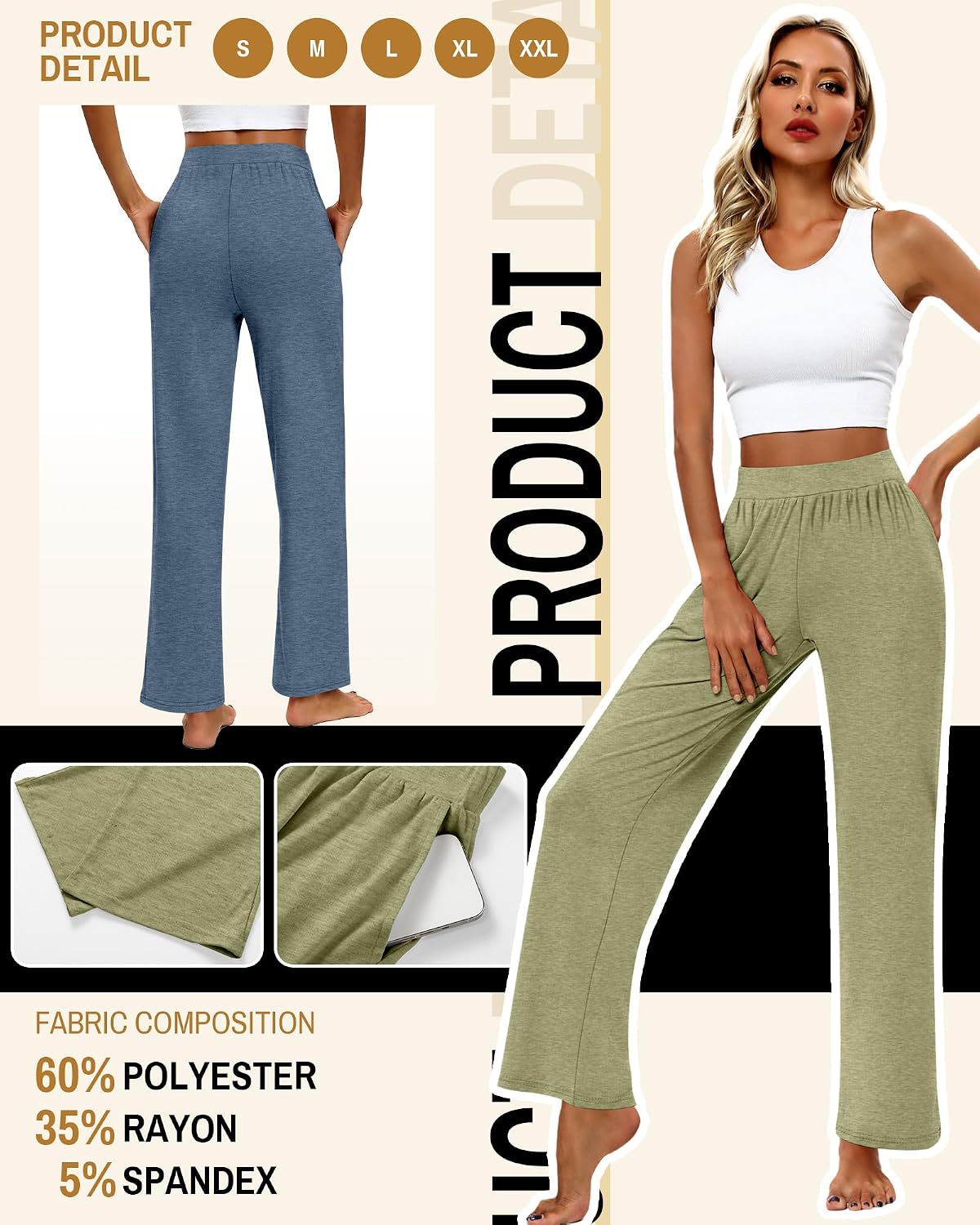Detalle de Huukeay 3 Pack Women's Lounge Pants 3-Pack