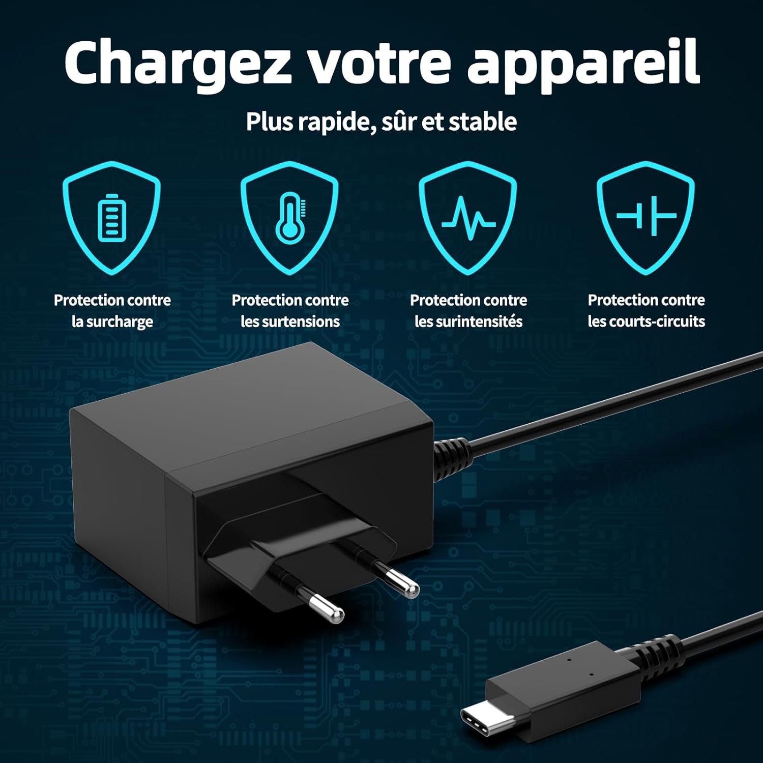 Thumbnail 2 de 39W Netzteil PD 3.0 Ladegerät für Nintendo Switch Familie – TV-Modus unterstützt, USB-C Kabel