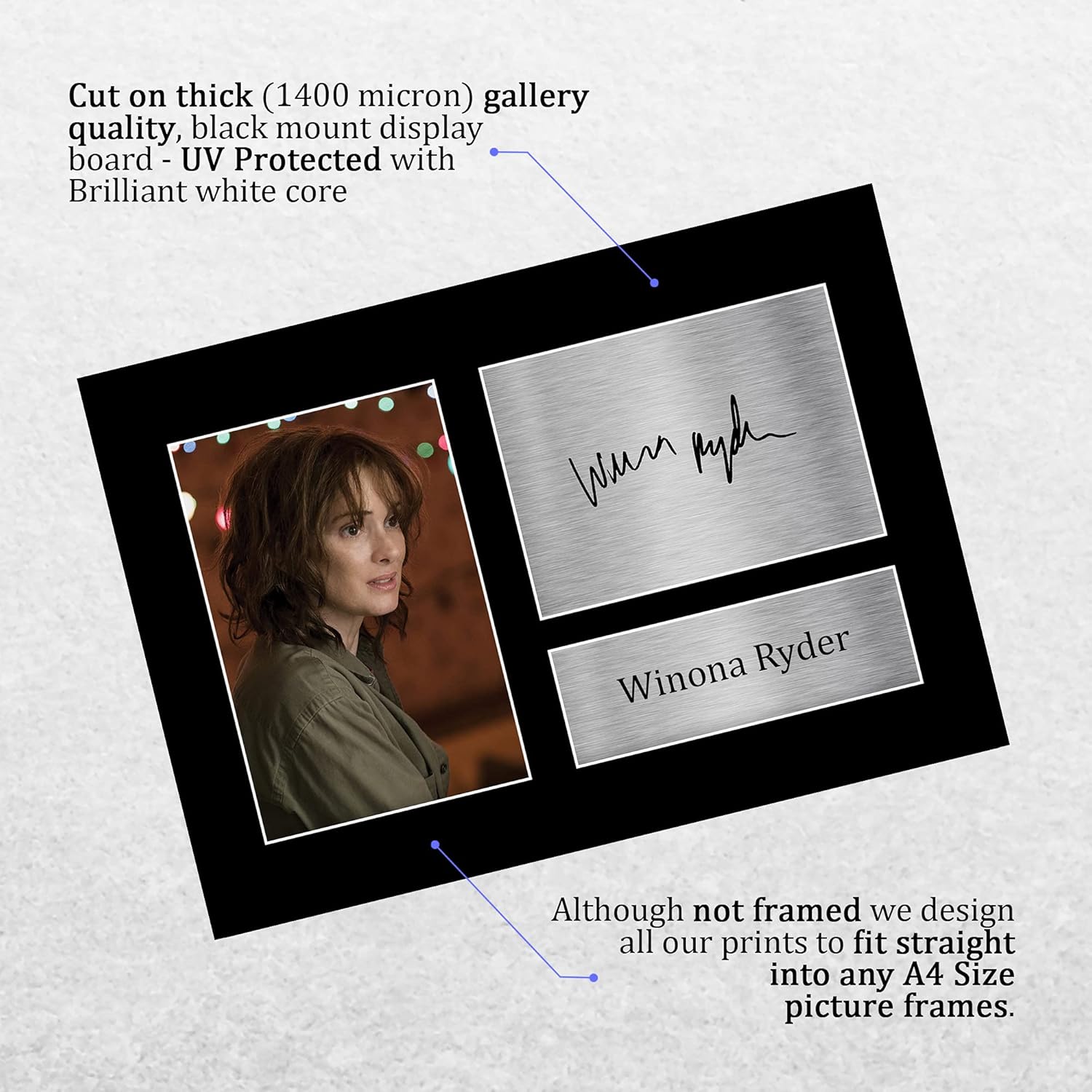 Thumbnail 2 de HWC Trading Winona Ryder Signed Autograph Picture A4 (Strange Hawkins/Thing Joyce Byers) for TV Fans