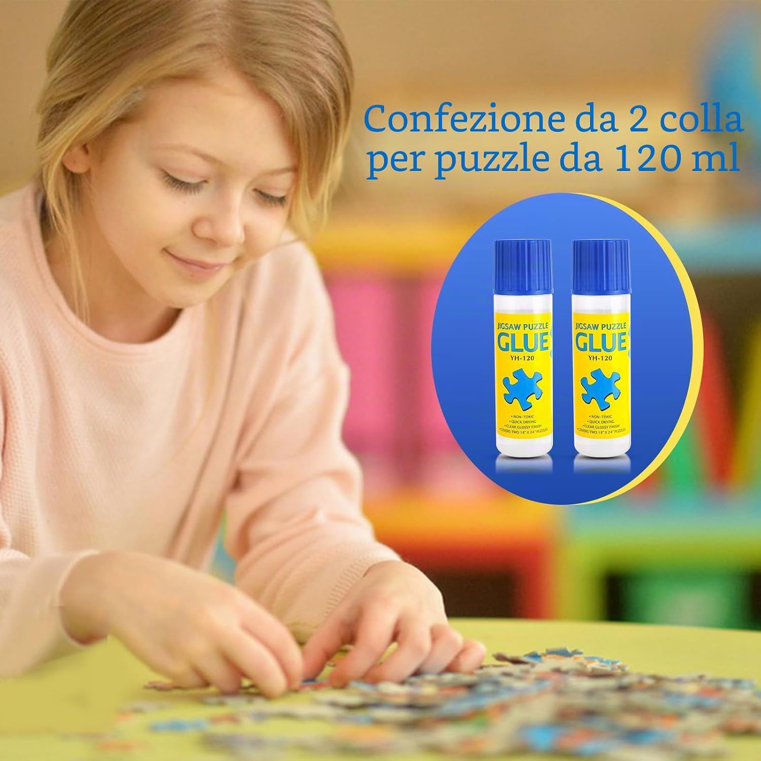 Thumbnail 5 de Colla per Puzzle Trasparente con Applicatore Facile da Usare – Confezione da 2×120 ml