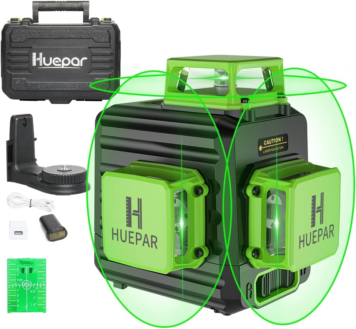 Detalle de Huepar B03CG 3X360 Nivel láser verde 12 líneas 📐