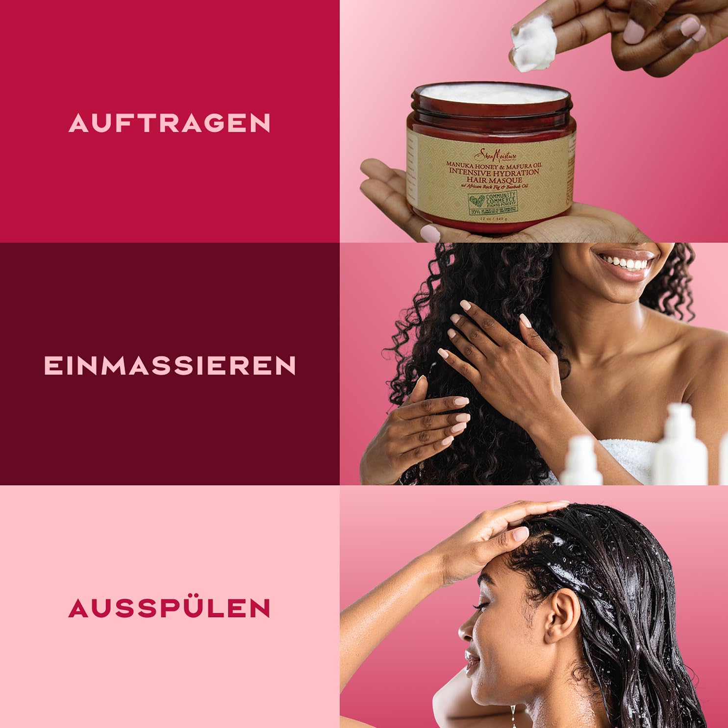 Thumbnail 5 de SheaMoisture Manuka-Honig & Mafura-Öl Intensive Feuchtigkeits-Haarmaske (355 ml) – Tiefenpflege für trockenes, strapaziertes Haar