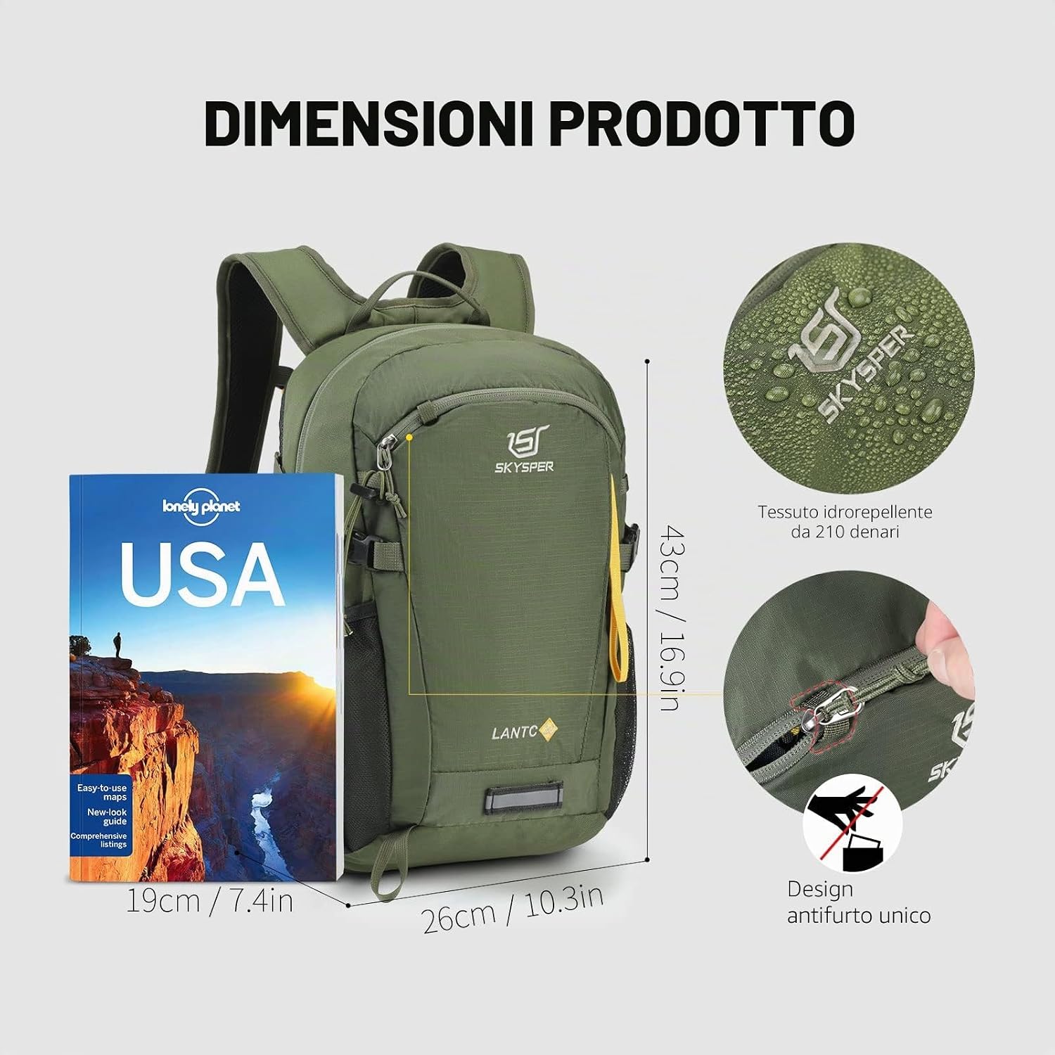 Detalle 2 de SKYSPER Zaino da Hiking 20L impermeabile per trekking ed escursioni