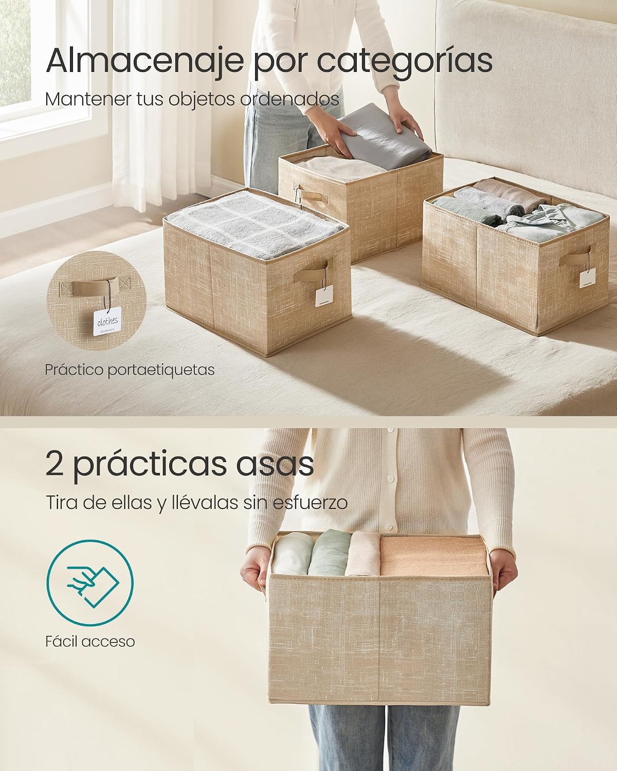 Detalle 2 de SONGMICS ROB440K01 cajas plegables 40 x 30 x 24 cm