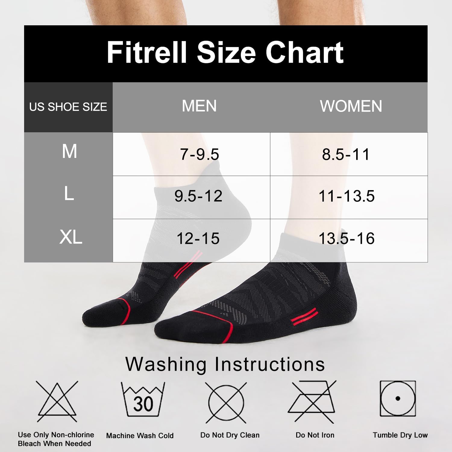 Detalle de FITRELL 6-Pack Ankle Running Socks ⚡