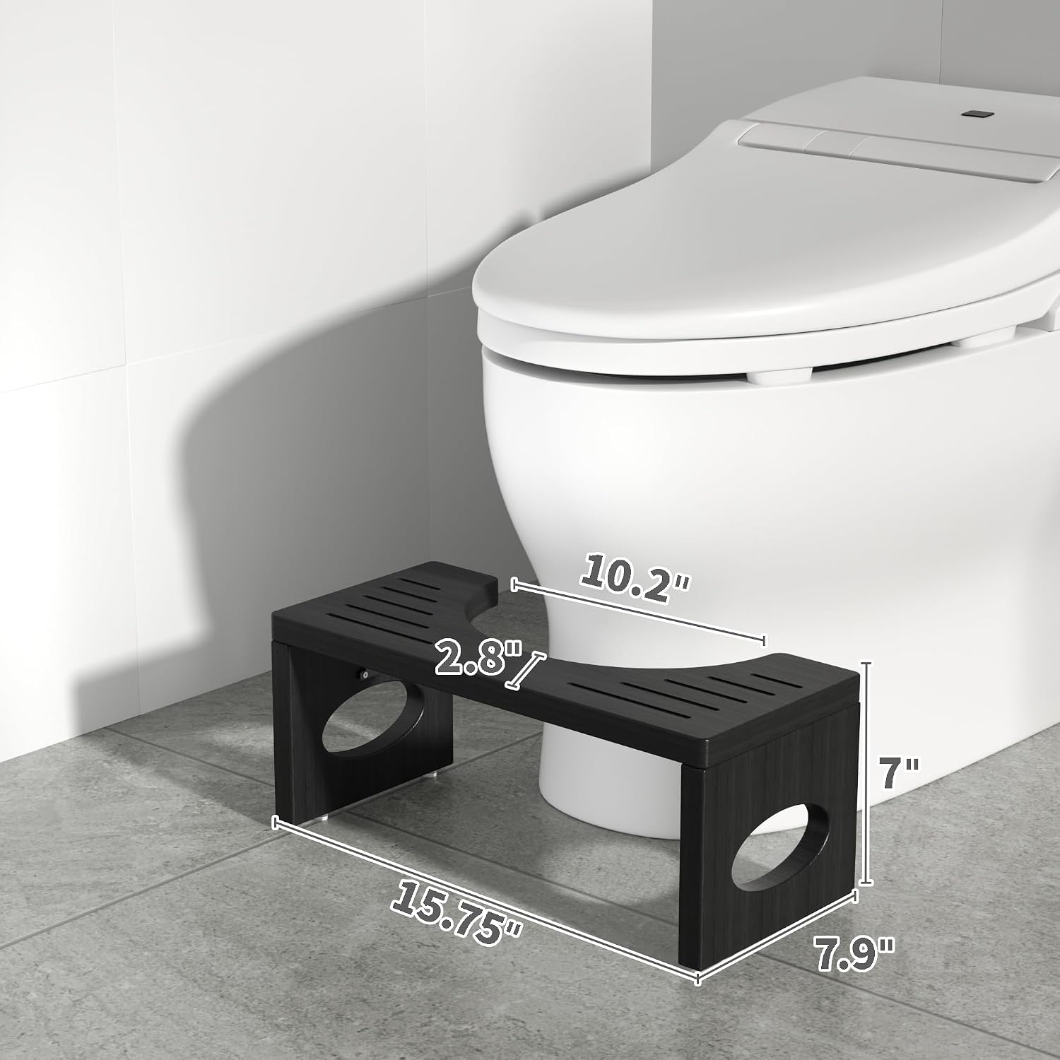 Thumbnail 4 de ROMGUAR Bamboo Toilet Stool 7-Inch
