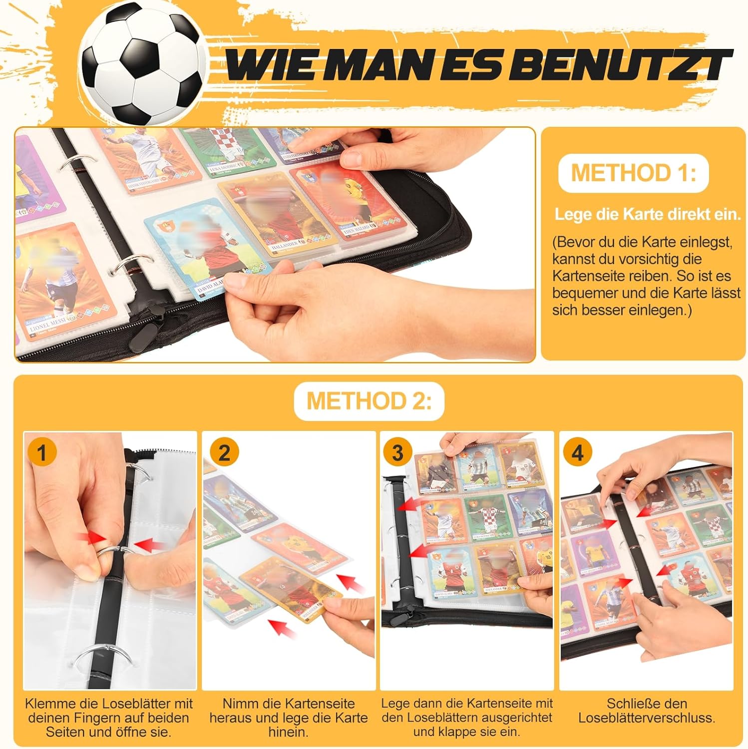 Thumbnail 6 de Fussball Sammelalbum Karten Ordner 400 Kartenkapazität