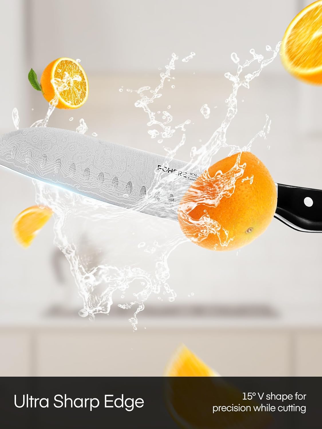 Detalle 2 de FOHERE Juego de Cuchillos de Cocina auto-afilables 14 pzs 🔪