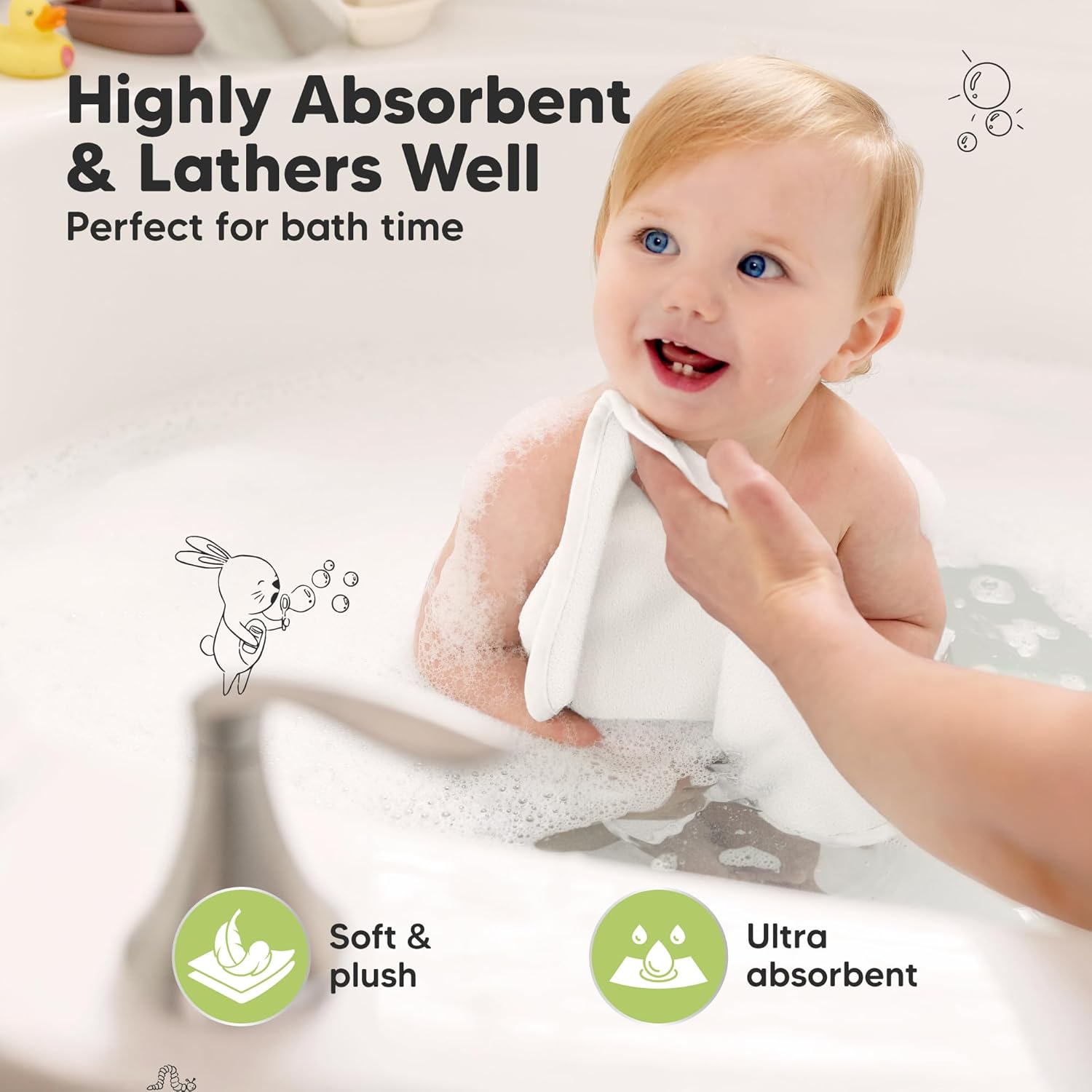 Thumbnail 2 de 6-Pack Baby Washcloths 10x10 500GSM