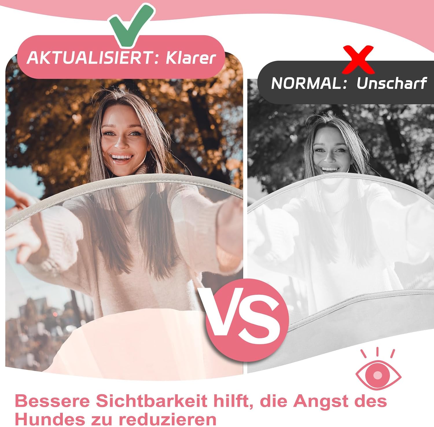 Thumbnail 4 de Supet Halskrause für Hunde (weiches Polster) – klare Elizabeth-Recovery-Kragene, Alternative für große, mittlere und kleine Hunde, Hellrosa (XL)