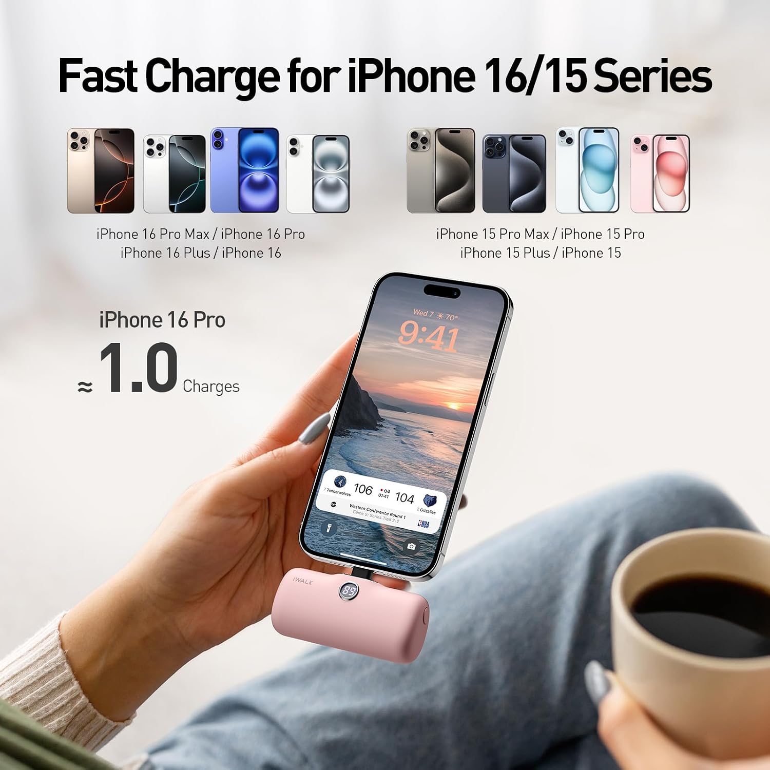 Detalle 2 de iWALK USB-C Portable Charger 4800mAh 20W Power Bank – Compact, Fast-Charging, LED Display