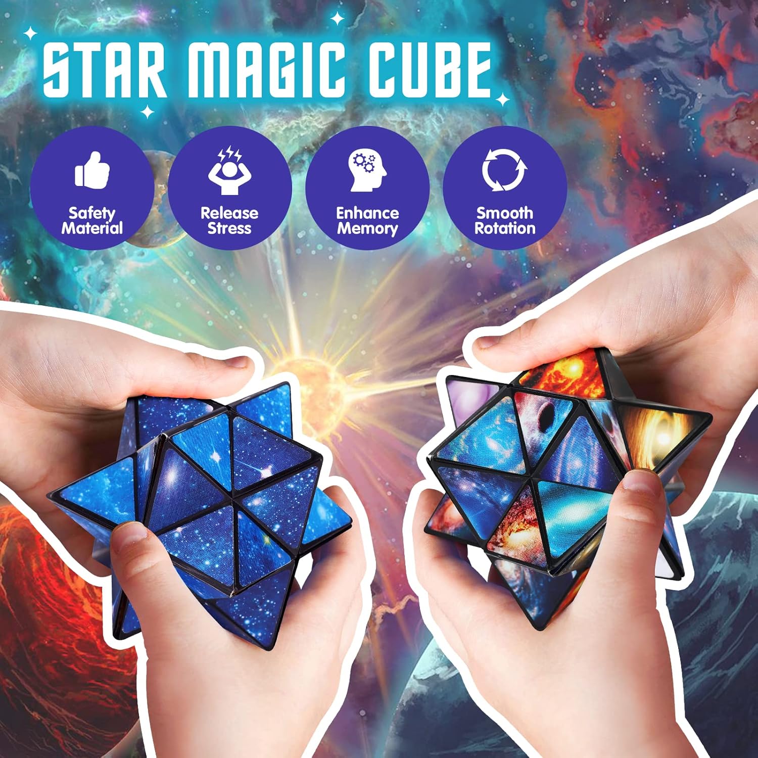 Thumbnail 2 de pearoft 2-in-1 Sternenklarer Himmel Zauberwürfel Infinity-Würfel (Stern- und Galaxienwürfel) – Stressabbau & kreatives Spiel