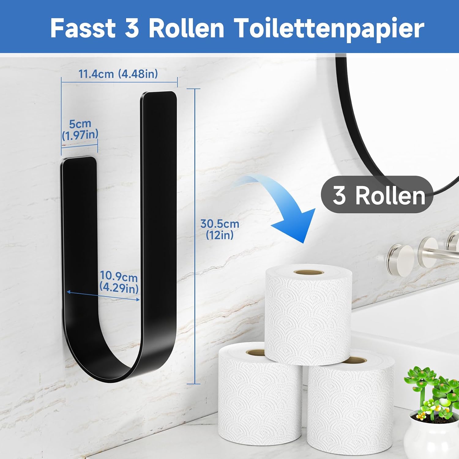 Detalle 2 de XILIMOR Toilettenpapier-Aufbewahrung 3 Rollen