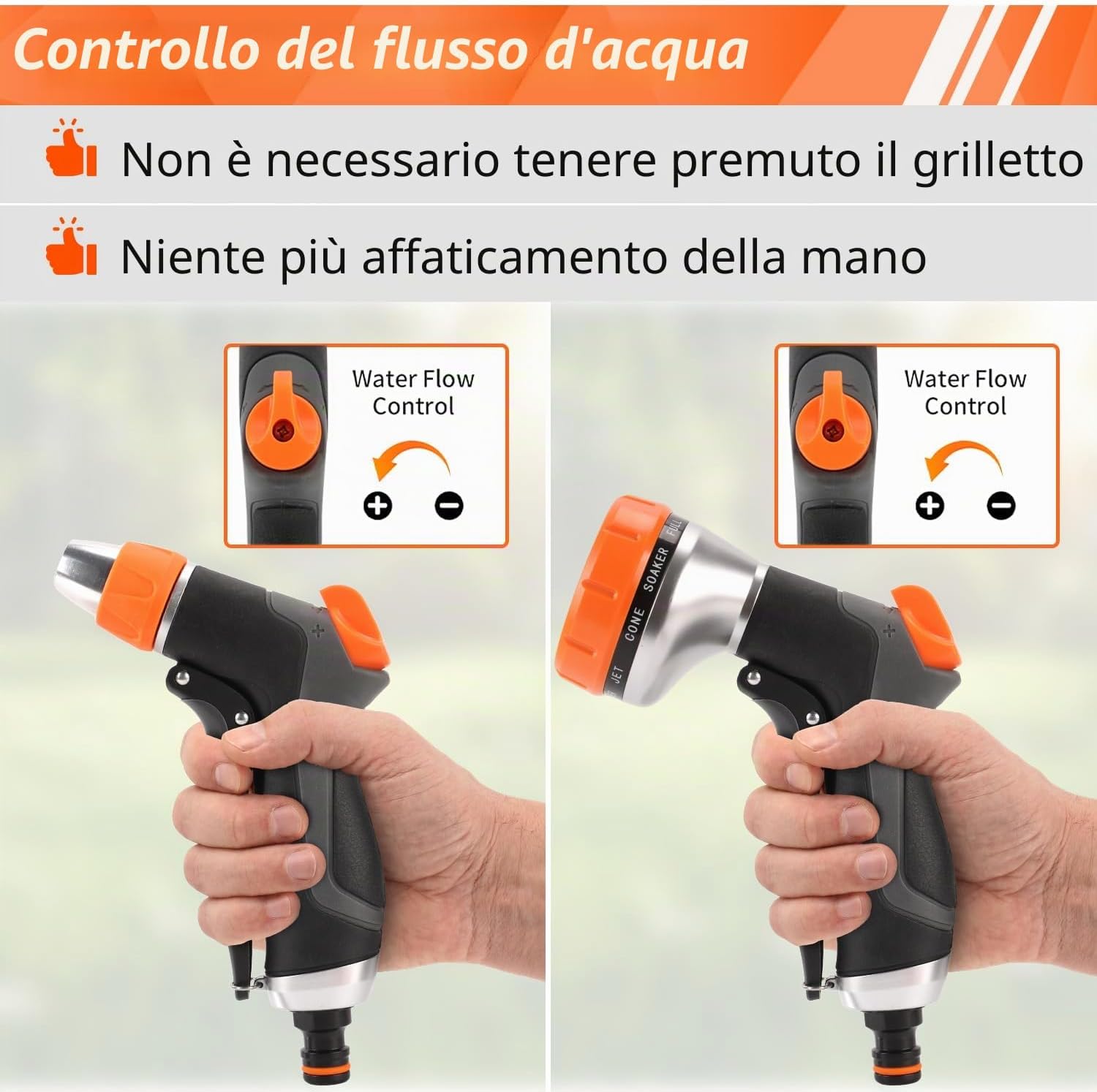 Thumbnail 4 de Hoofun set 2 pezzi doccetta da giardino con spruzzatore a 12 funzioni e collegamento rapido