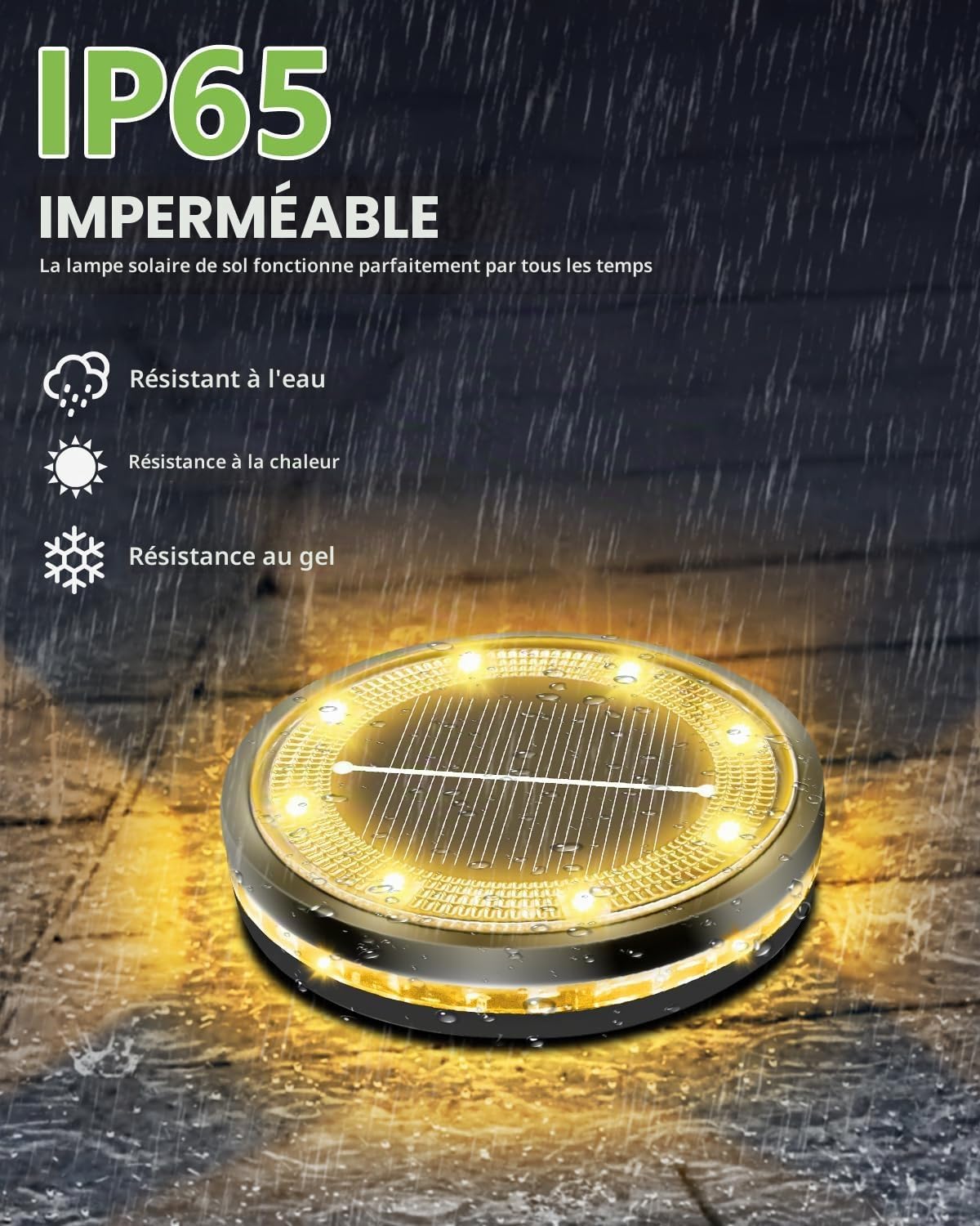Detalle 2 de Bowfar B-XDM-12W zonnelampen voor buiten, set van 12, IP65, warmwit