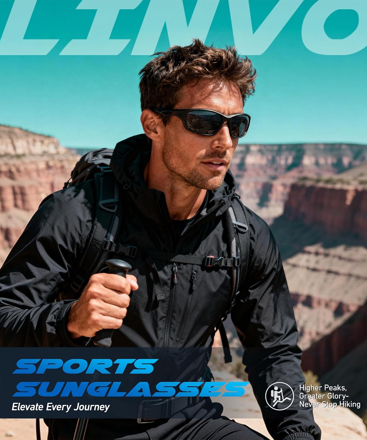 Detalle 2 de LINVO Polarised Sports Sunglasses (UV400) – wrap-around cycling, driving, fishing and running shades