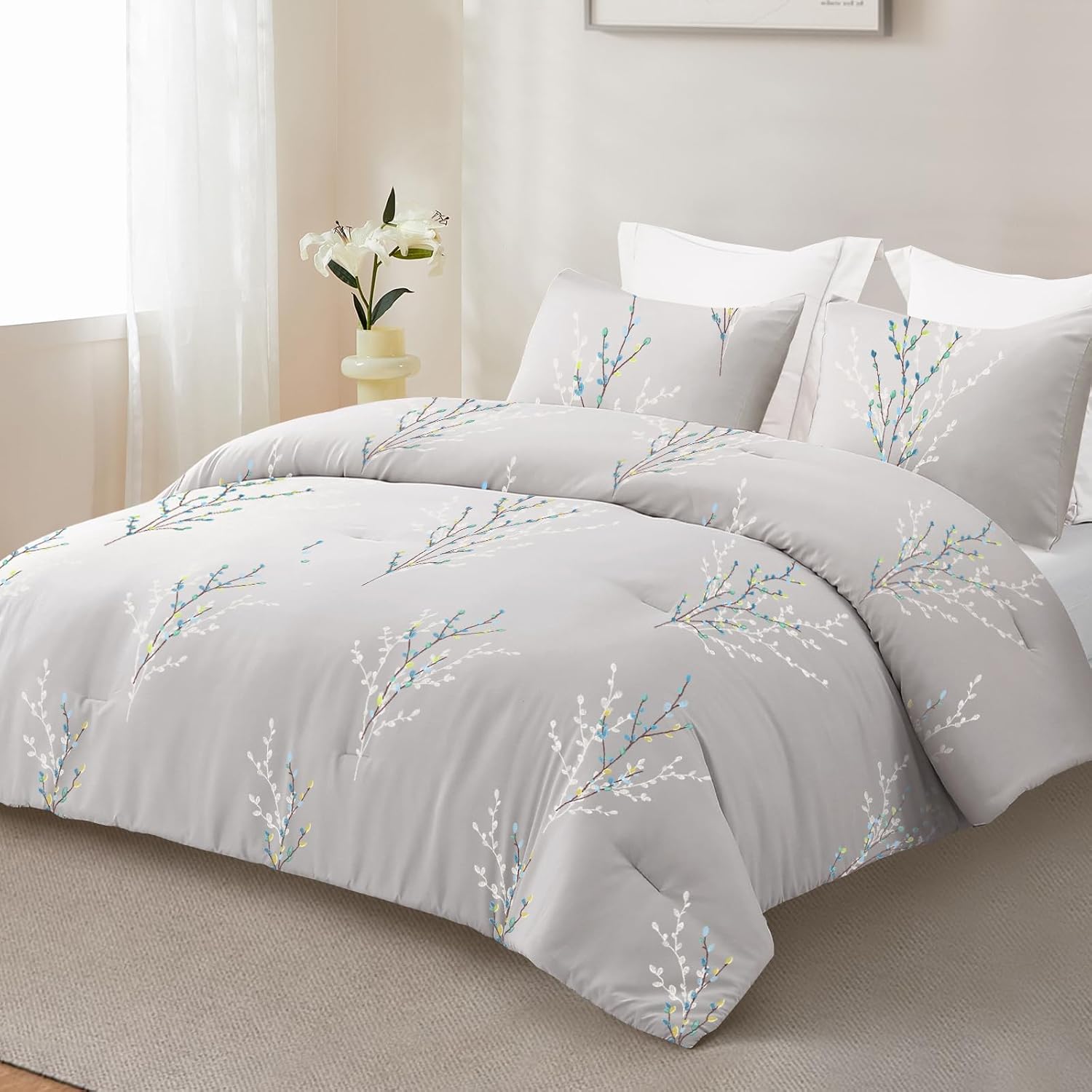 Thumbnail 1 de Exclusivo Mezcla Coverless Duvet Set – 7.5 Tog King, Reversible with Flower Pattern in Grey