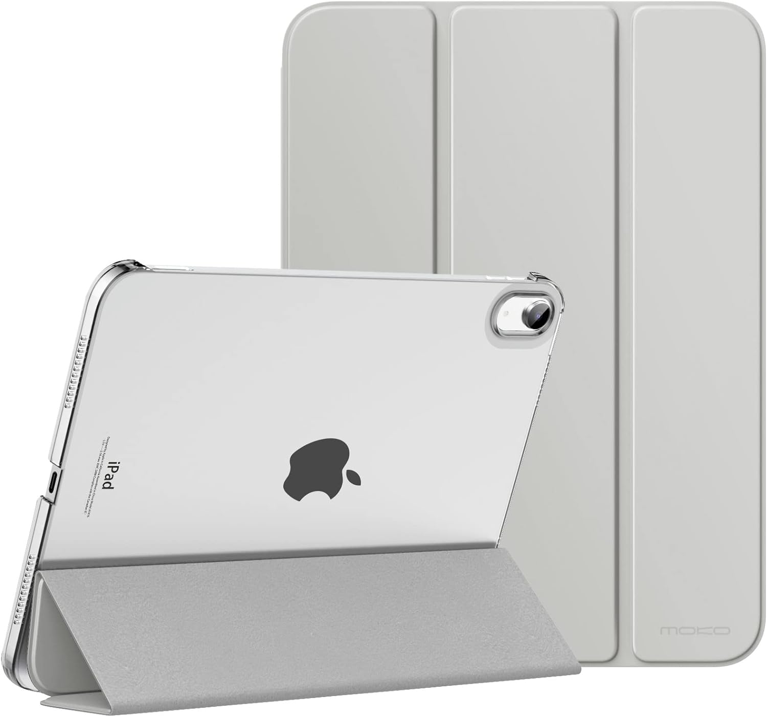 Detalle de MoKo for iPad (A16) 11th Gen / 10th Gen 10.9-Inch Case — Slim Translucent Back, Auto Wake/Sleep, Touch ID Support, Silver